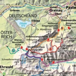 Karte - Karte Höllental Route D. Abbildung: Christian Rolle