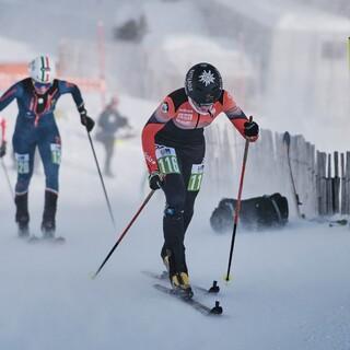 Tatjana Paller (DAV Tölz) kämpft sich durch den eisigen Wind beim Vertical Weltcup in Andorra - Foto: SkiMoStats