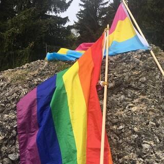 LGBT+ Pride Flagge und Pansexuell Pride Flagge, Foto: Andrea Scheu