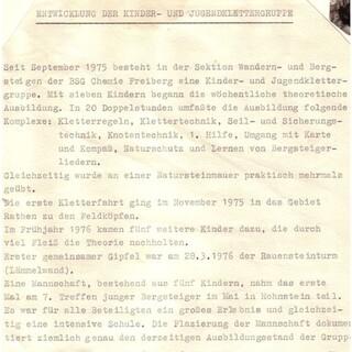 Bericht aus der Vereinschronik des Sächs'scher Maunt'nverein Freiberg e.V. (bis 1982 BSG Chemie, Freiberg)