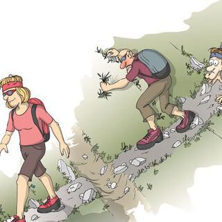 Wandern ist vielleicht die einfachste Disziplin im Bergsport – aber beileibe nicht banal. Wer souverän geht, hat mehr Freude unterwegs. Illustration: Georg Sojer