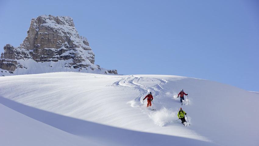 Pulverschnee in den Dolomiten - Leider bieten die Dolomiten nicht jedes Jahr solche Schneeverhältnisse – aber manchmal…