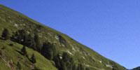 Sentiero Antonioli - 9. Etappe: Der letzte Tag im Gebirge, auf dem Sentiero Antonioli. Die südlichsten Berge der Adamellogruppe haben nur noch Vorgebirgscharakter. Satte grüne Wiesen erfreuen nach dem kargen Hochgebirge der letzten Tage.