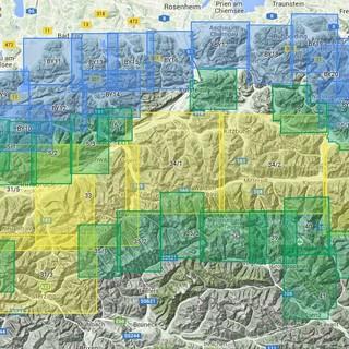 Übersichtsplan AV-Karten-Trekkingkarten Südamerika - Alpenvereinskarten