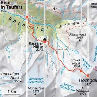 Karte: Hochgall-Besteigung, Quelle: Rolle Kartographie