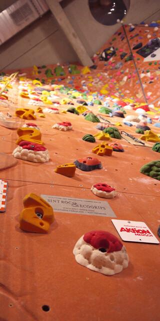 Eine Inklusionsroute bestehend aus orangenen und weiß-roten Griffen. Foto: DAV/Franziska Selzer