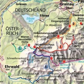 Karte - Karte Ehrwalder Alm Route B. Abbildung: Christian Rolle