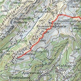 Tour Niederhorn-Gemmelalphorn, Karte: Bundesamt für Landestopografie swisstopo