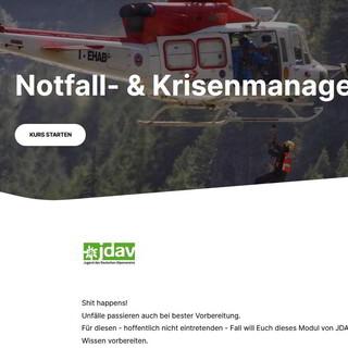 Startseite des neuen Lernpfades "Notfall- und Krisenmanagement", Foto: JDAV/Lukas Amm