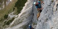 Fels vom Feinsten. „Kuschelrock“ am Gimpel-Vorbau bietet anregende Kletterei in oft perfektem Fels. Foto: Christian Pfanzelt